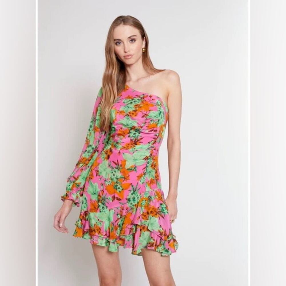 Gilner Farrar Kayla‎ Women's One Shoulder Dress in Tropical Floral Size Small